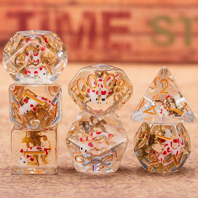 weyano DND Fish Dice Set, Resin Cute Polyhedral Dice for Dungeons and Dragons, RPG, MTG D&D 7-DIE (D4, D6, D8, D10, D12, D20, D%) - Image 3